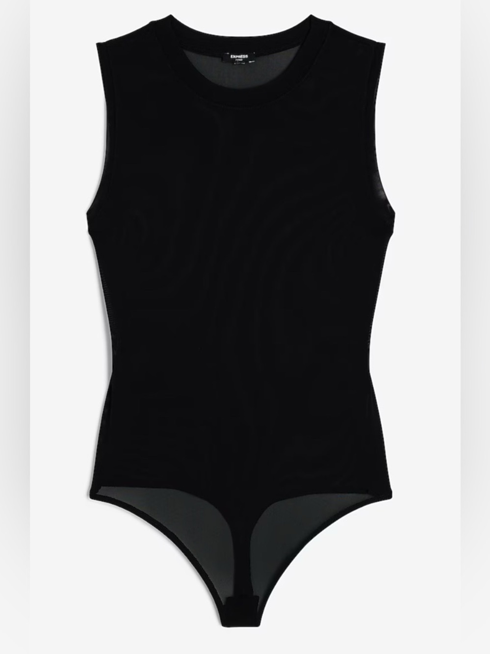 Express Black Thong Bodysuit Fitted Mesh Crewneck Sheer Size S and Size M